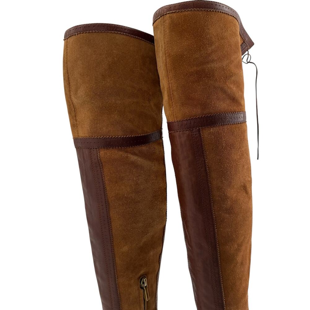 Dior Vintage Over The Knee Boots Brown Suede Leather Y2K Galliano EU 36.5 - Picture 9 of 15